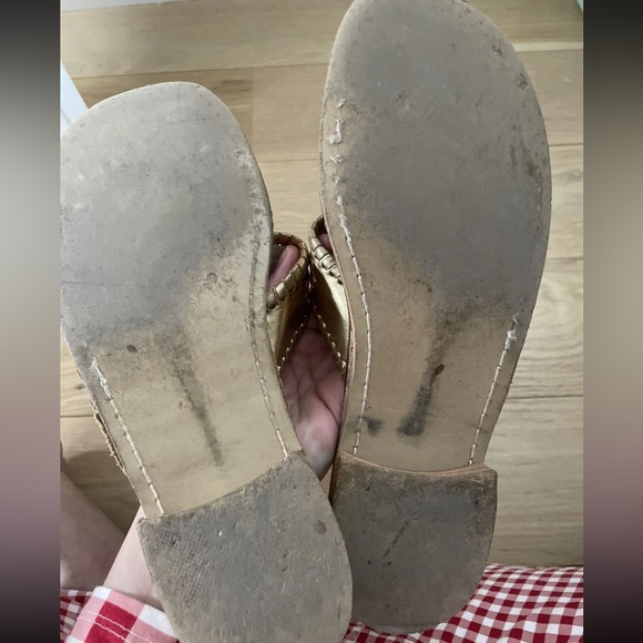 Gold With Gold Whipstitch Jack Rogers Sandals - Size 9 - Picture 2 of 2